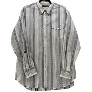Tori Richard 100% Cotton Mens L Striped Button Up Long Sleeve Casual Shirt